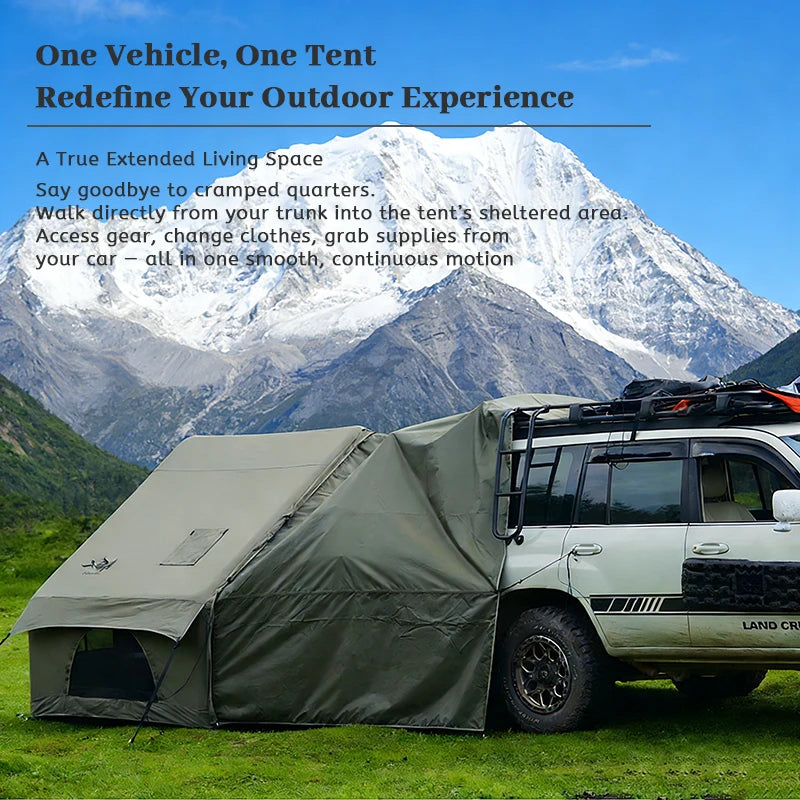PAKICETUS Inflatable Camping Tent with Extended Sun Canopy Double Room Spacious Space for 4-6 Persons Windproof UV Protection Lightweight Portable All Weather Tent for Outdoor Hiking Family Vacation Trip