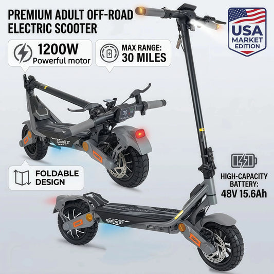 Bikydom Foldable 1200W Electric Scooter With 48V Lithium Battery