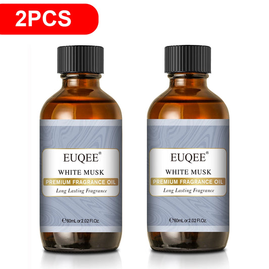 EUQEE 2PCS 60ml Premium Fragrance Oil For Soap & Candle Making White Musk Sea Breeze Lilac Bubble Gum Baby Powder Fragrance Oils For Diffuser Aromatherapy