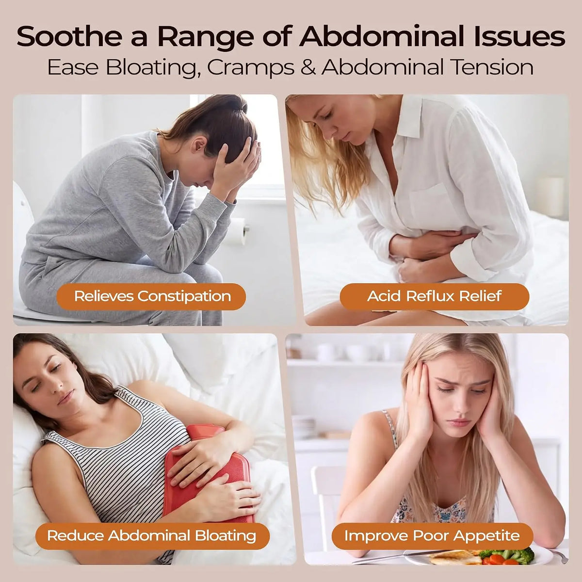 Electric Abdominal Massager with Heat, Rechargeable and Wireless Stomach Belly Tummy Massage Machine, Auto Shut-off, Constipation Indigestion, Relaxation, Adjustable Strap, Multiple-use for Waist Abdomen Back Neck Leg, Mum Gi