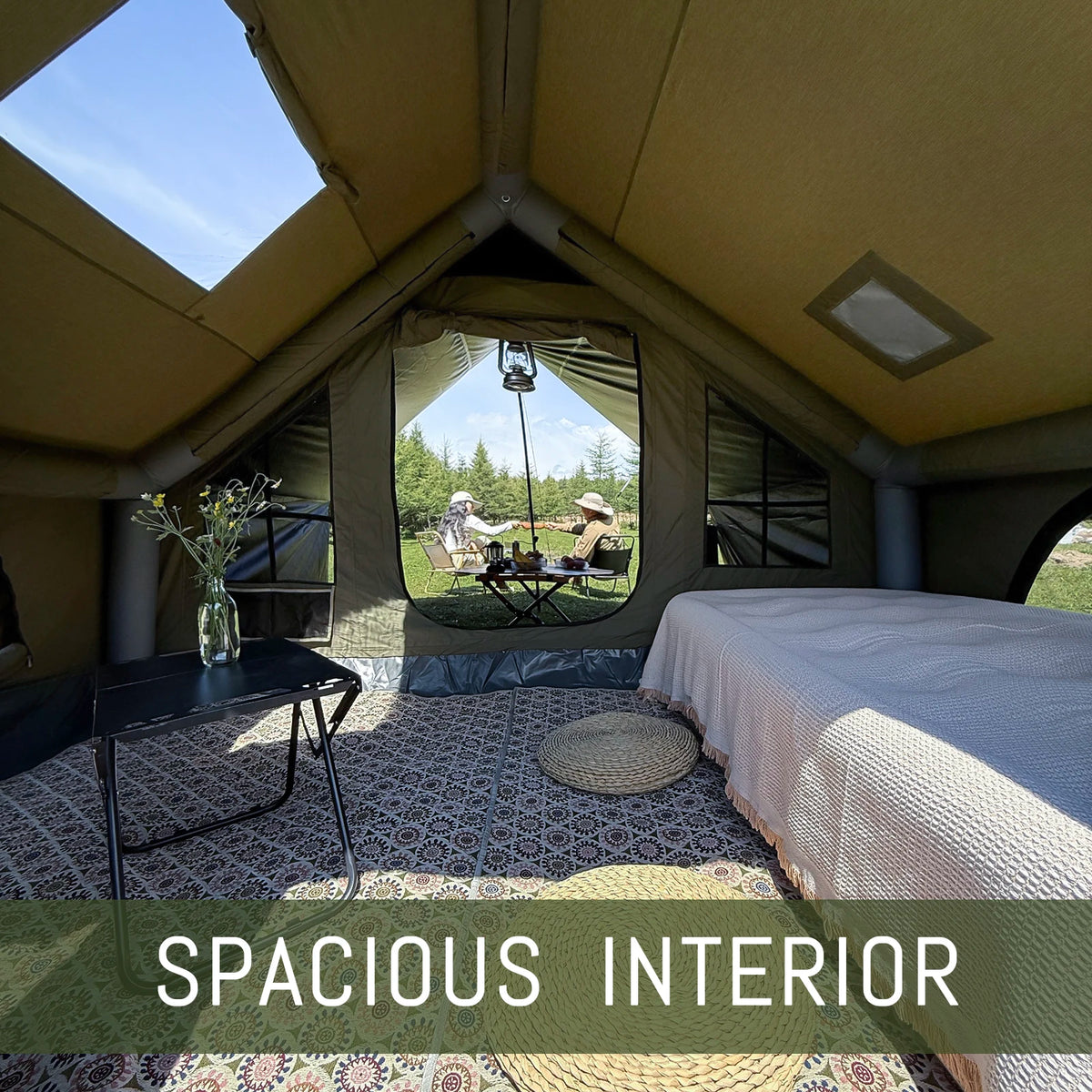 PAKICETUS 4-6 Person Quick Setup Inflatable Camping Tent, All Season Luxury Outdoor Tent With Breathable Mesh & Fast Air Circulation, For Family Camping Hiking Backpacking Trips