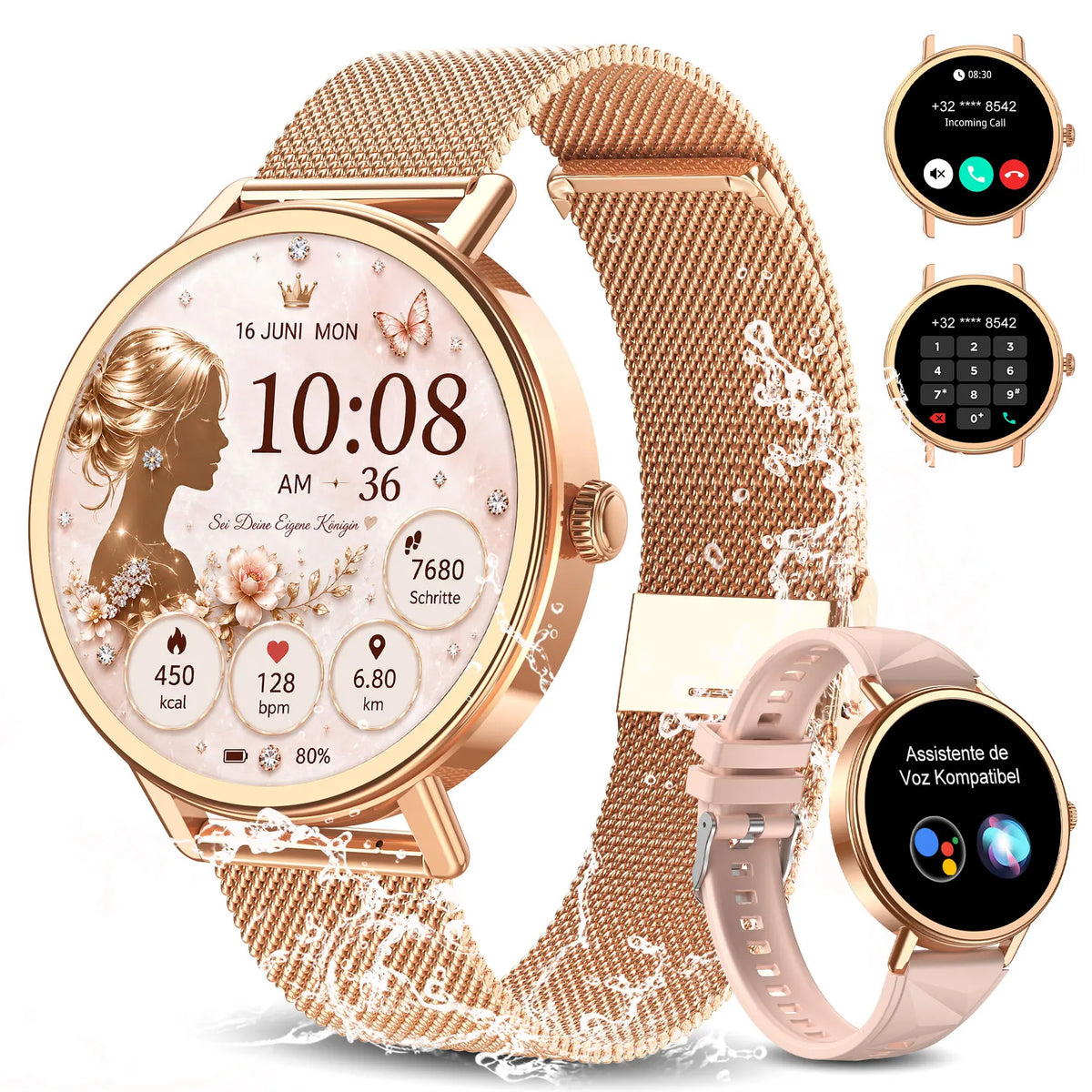 Blackview X30 Women's Smartwatch with Health Monitor Fitness Tracker 1.26” AMOLED Screen Bluetooth Smartwatch for Android IOS