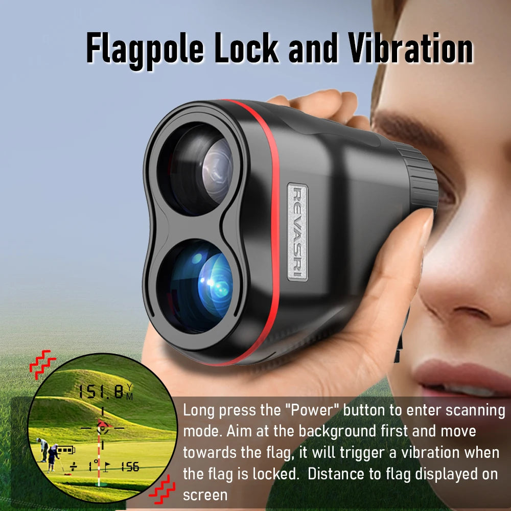 REVASRI Replaceable Battery HD Golf Range Finder, with Flagpole Lock Vibration and Slope Compensation, Rangefinder Designed for Golf