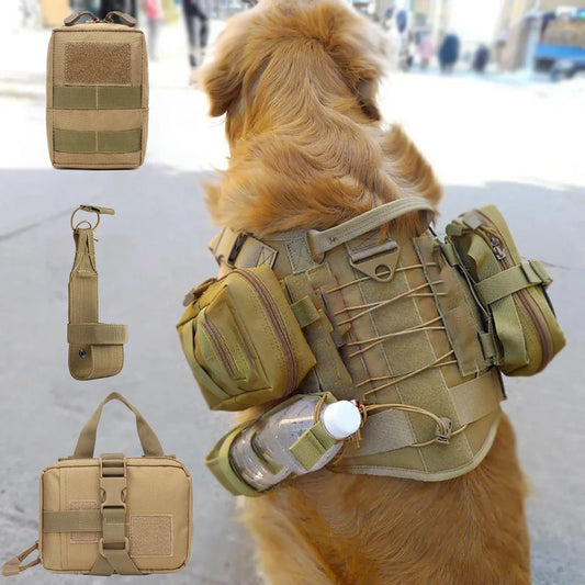 Military Dog Tactical Bags Set Molle Pouches Harness Training Accessories