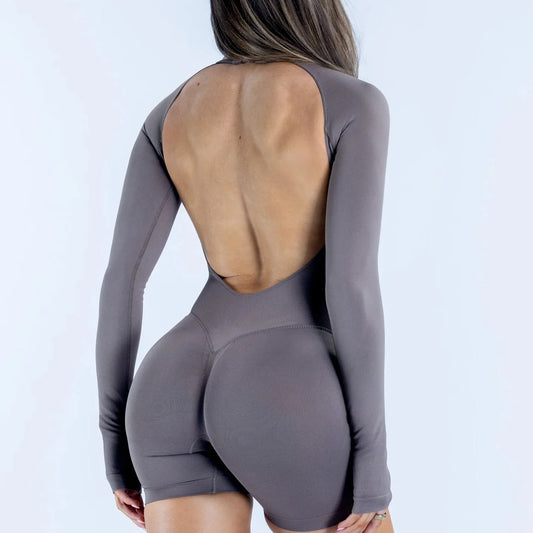 NCLAGEN Seamless Gym Jumpsuit - Breathable Long Sleeve Design
