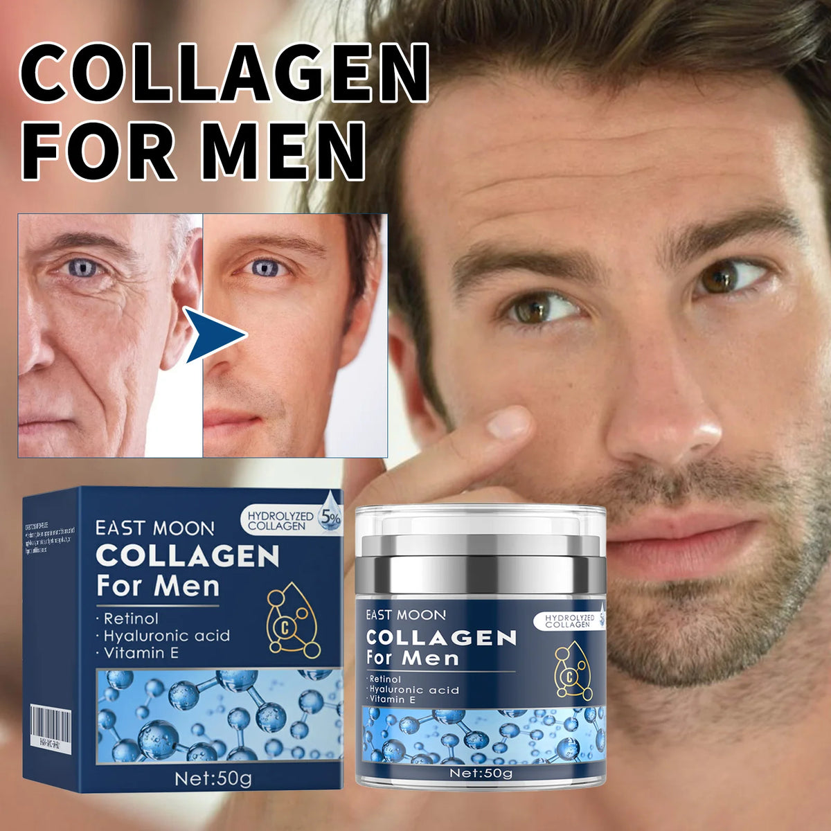 East Moon Mens Face Cream - Retinol Collagen Firming Hydration