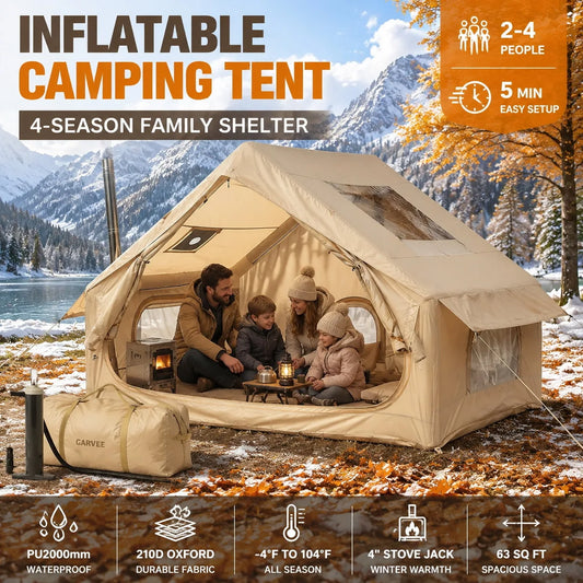 Inflatable Tent With Stove Jack Ideal For Family Outdoor Exploration