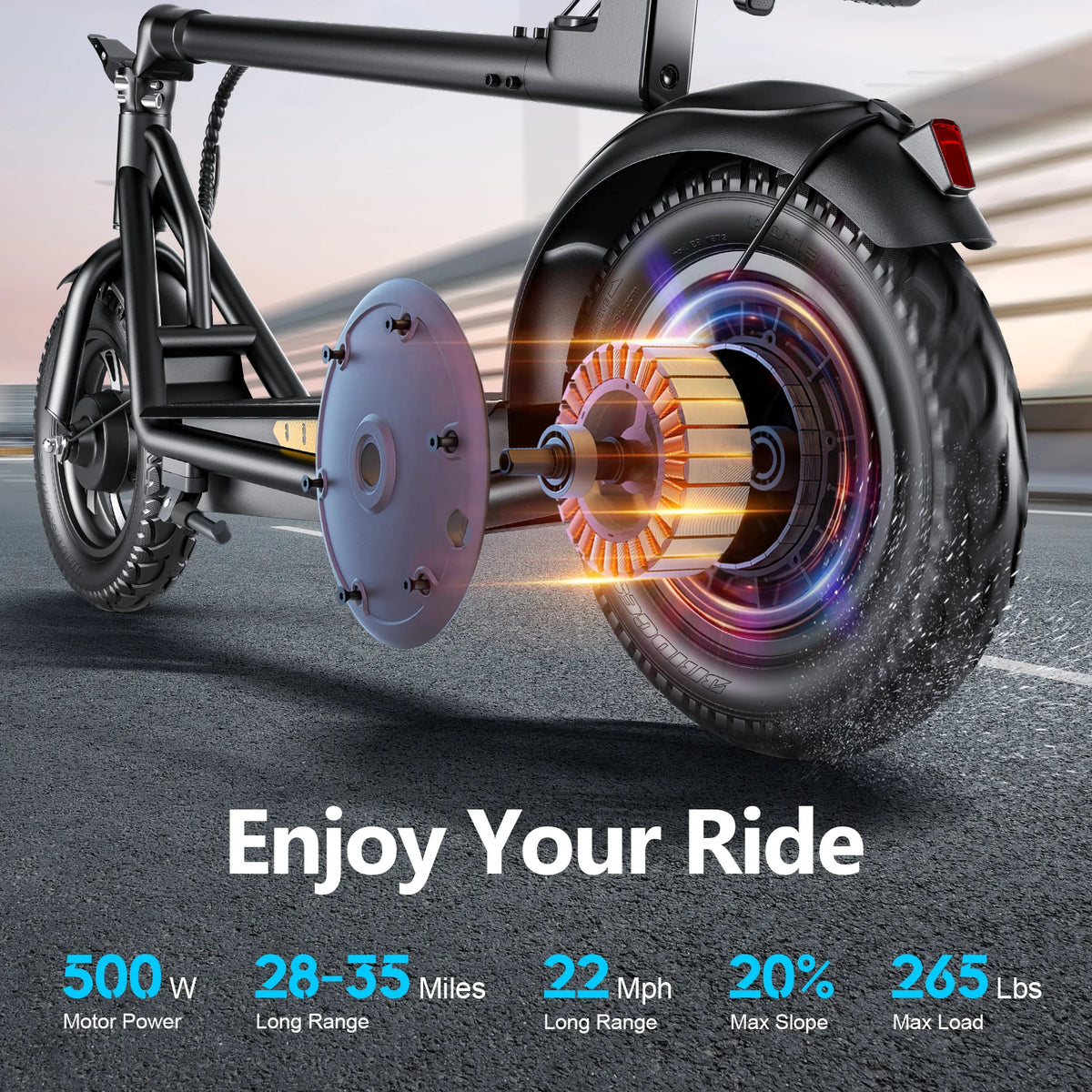 Foldable Electric Scooter With 500W Motor And Dual Brakes
