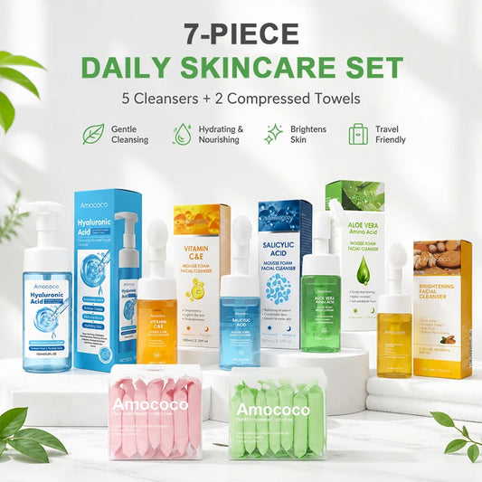 Amococo Facial Cleanser Set - Gentle Hydrating Daily Skincare Routine