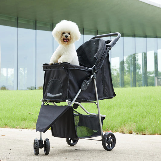 JHK 3 Wheels Foldable Pet Stroller - Smooth All Terrain Ride