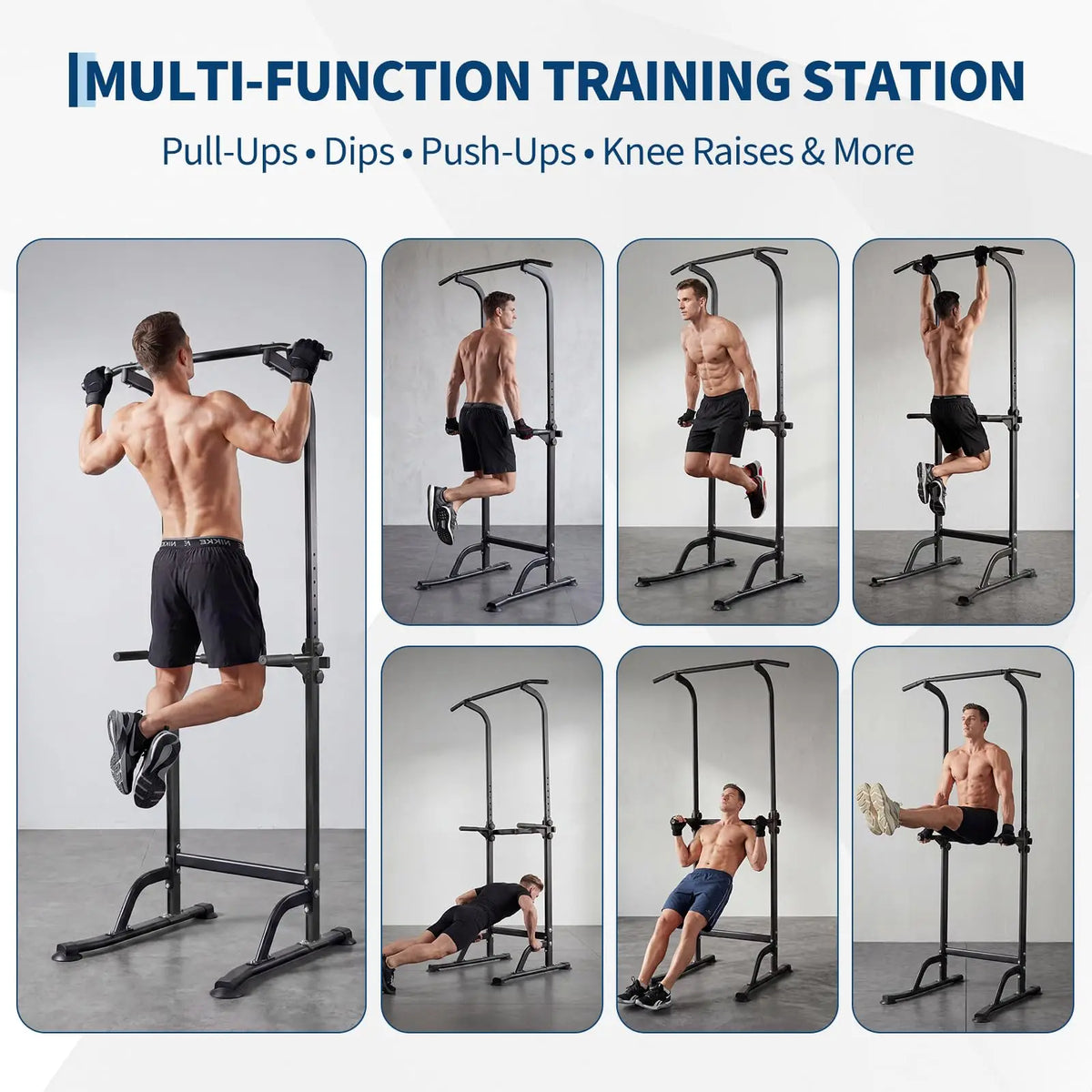 HiMISS Adjustable Power Tower Dip Station With Pull Up Bar