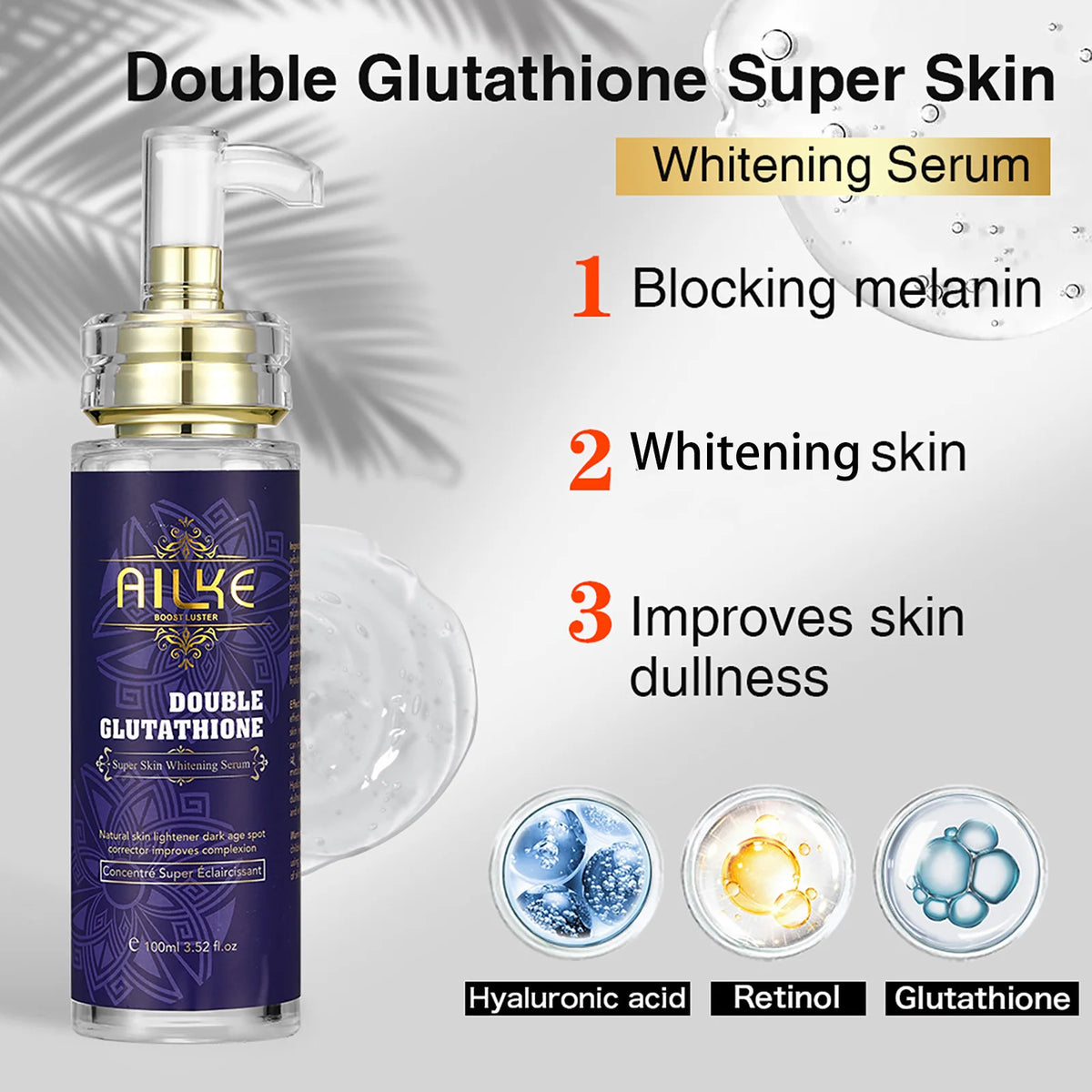 AILKE Glutathione Bleaching Women Skin Care Set, Eliminate Black Spot, Melasma, Hyperpigmentation, Moisturizing, Even Skin Tone