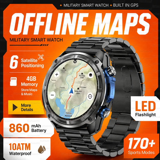 WearPro GPS Smart Watch Offline Map Compass Waterproof Swimming