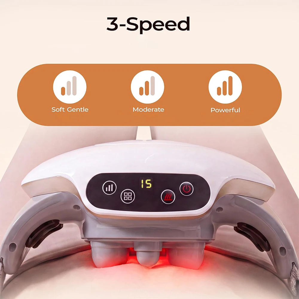 Electric Abdominal Massager with Heat, Rechargeable and Wireless Stomach Belly Tummy Massage Machine, Auto Shut-off, Constipation Indigestion, Relaxation, Adjustable Strap, Multiple-use for Waist Abdomen Back Neck Leg, Mum Gi