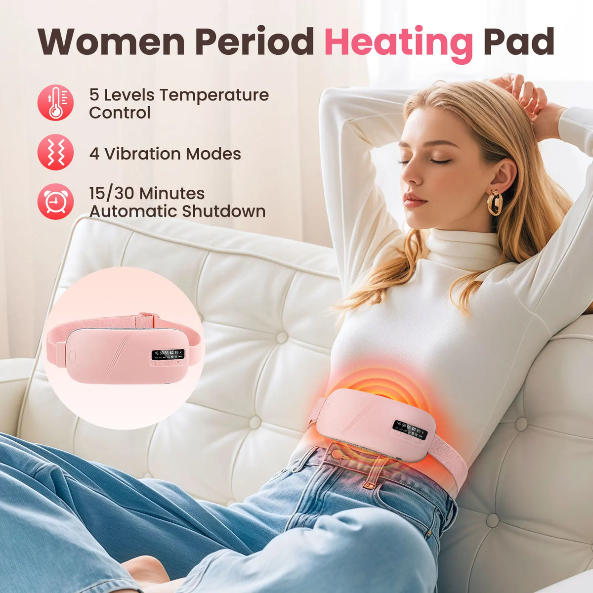Hailicare Menstrual Heating Pad - Rechargeable Period Relief Belt