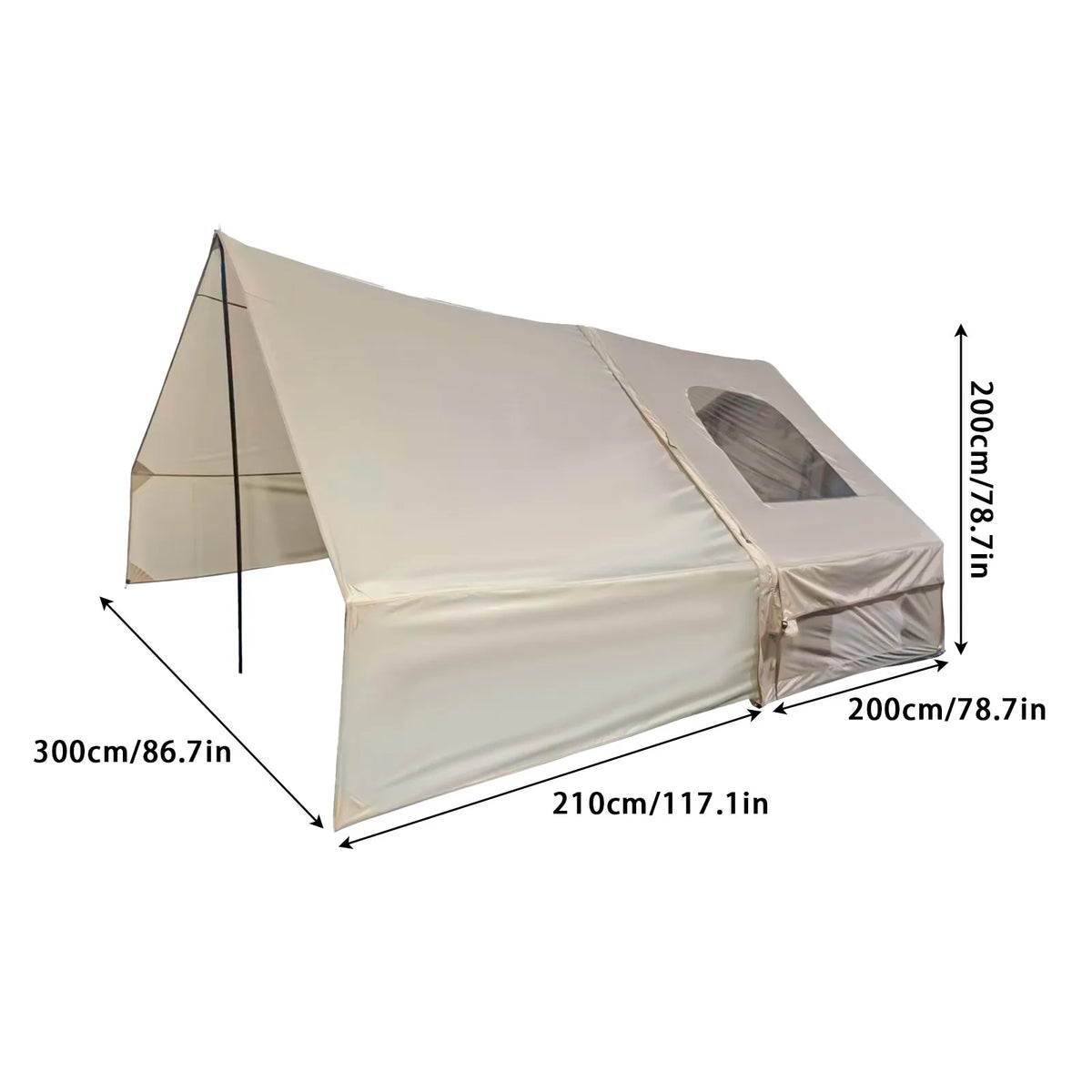 PAKICETUS Inflatable Camping Tent with Extended Sun Canopy Double Room Spacious Space for 4-6 Persons Windproof UV Protection Lightweight Portable All Weather Tent for Outdoor Hiking Family Vacation Trip