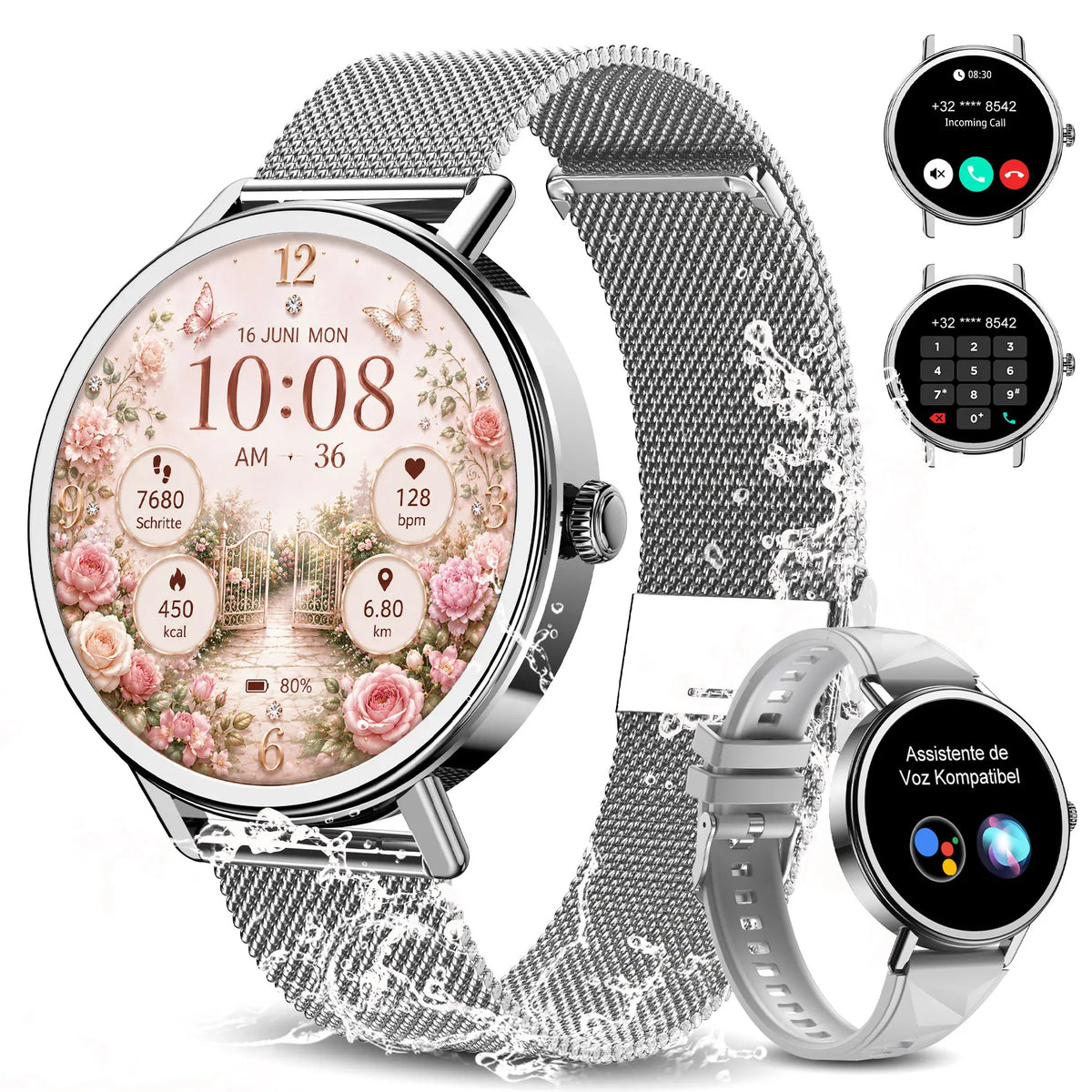 Blackview X30 Women's Smartwatch with Health Monitor Fitness Tracker 1.26” AMOLED Screen Bluetooth Smartwatch for Android IOS