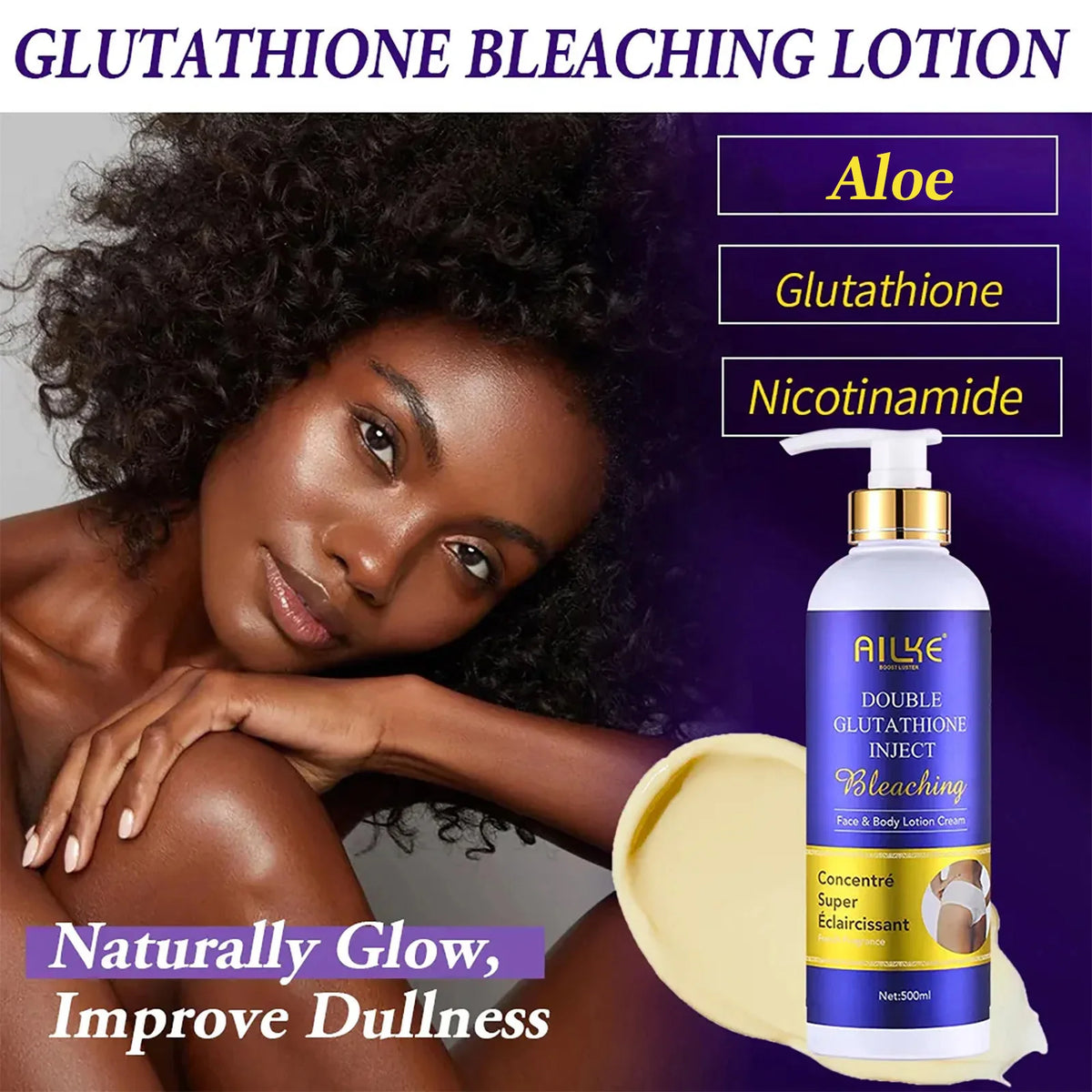 AILKE Glutathione Bleaching Women Skin Care Set, Eliminate Black Spot, Melasma, Hyperpigmentation, Moisturizing, Even Skin Tone