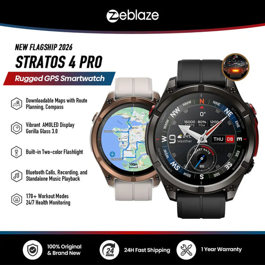 Zeblaze Stratos 4 Pro GPS Rugged Smartwatch With AMOLED Screen