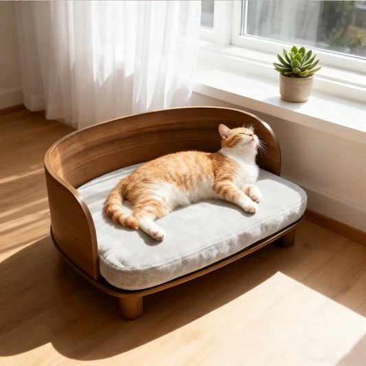 Borwart Elevated Pet Sofa Bed With Eucalyptus Wood Frame