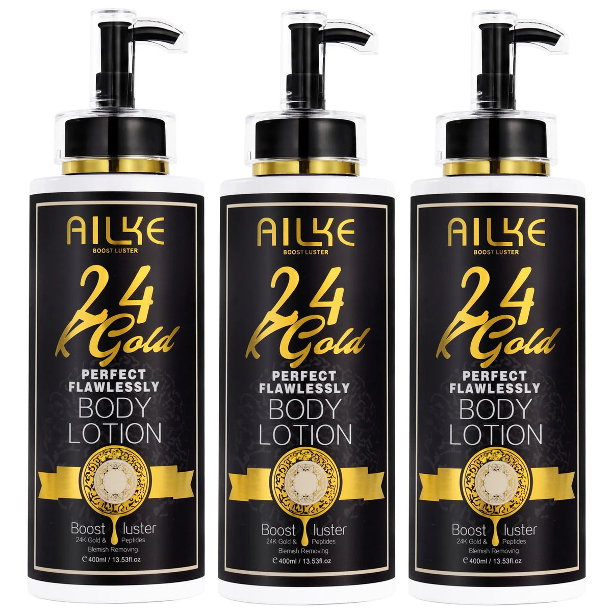 AILKE 24K Whitening Skin Set, Lightening, Remove Black Spots, Melanin, Stains, Even Skin Tone, Moisturizing, for All Skin Types