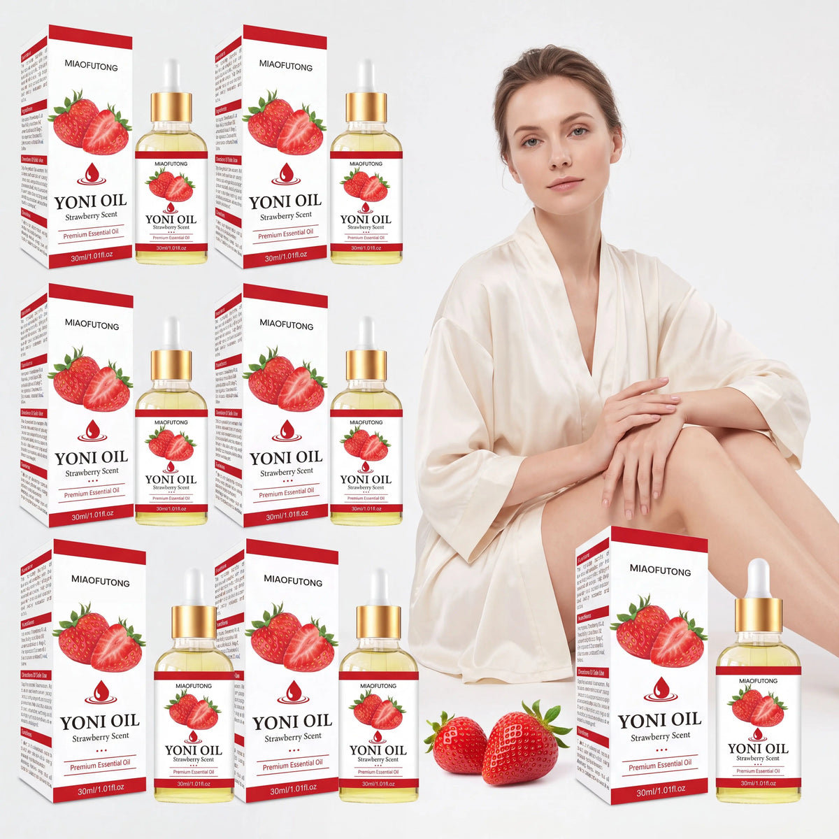 1/2Pc Strawberry Scent Intimate Care Essential Oil Gentle Private Area Body Oil Daily Intimate Body Care Oil for Women 30ml