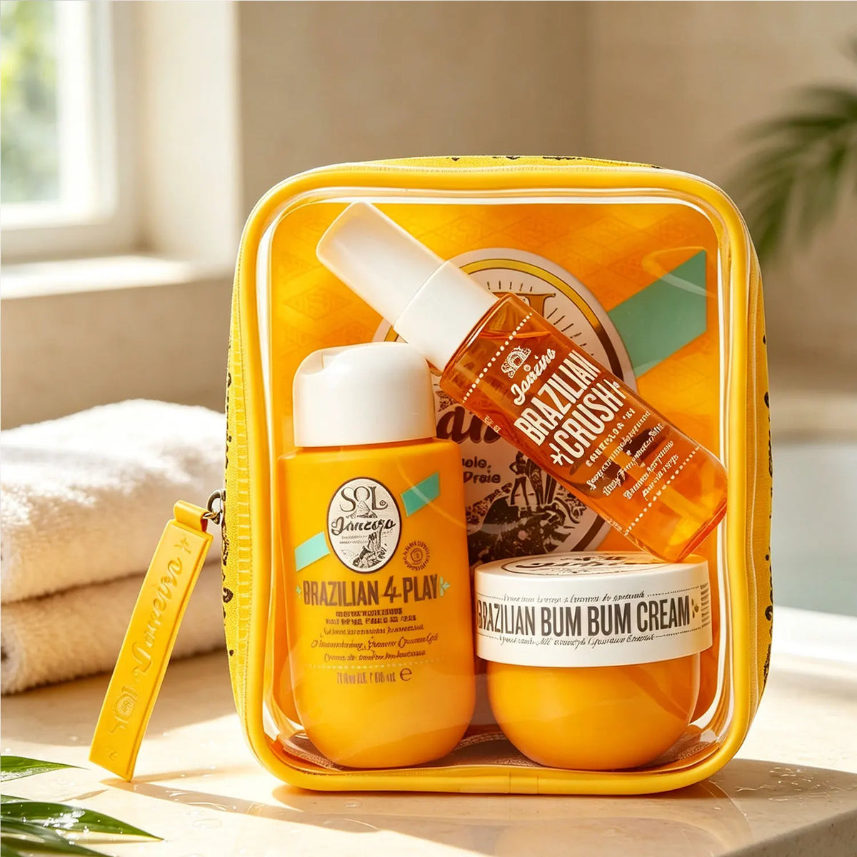 Sol de Janeiro Jet Set Travel Shower Kit, Mini Travel Size Body Wash & Skincare Travel Set, Portable Vacation Gift Kit For Women