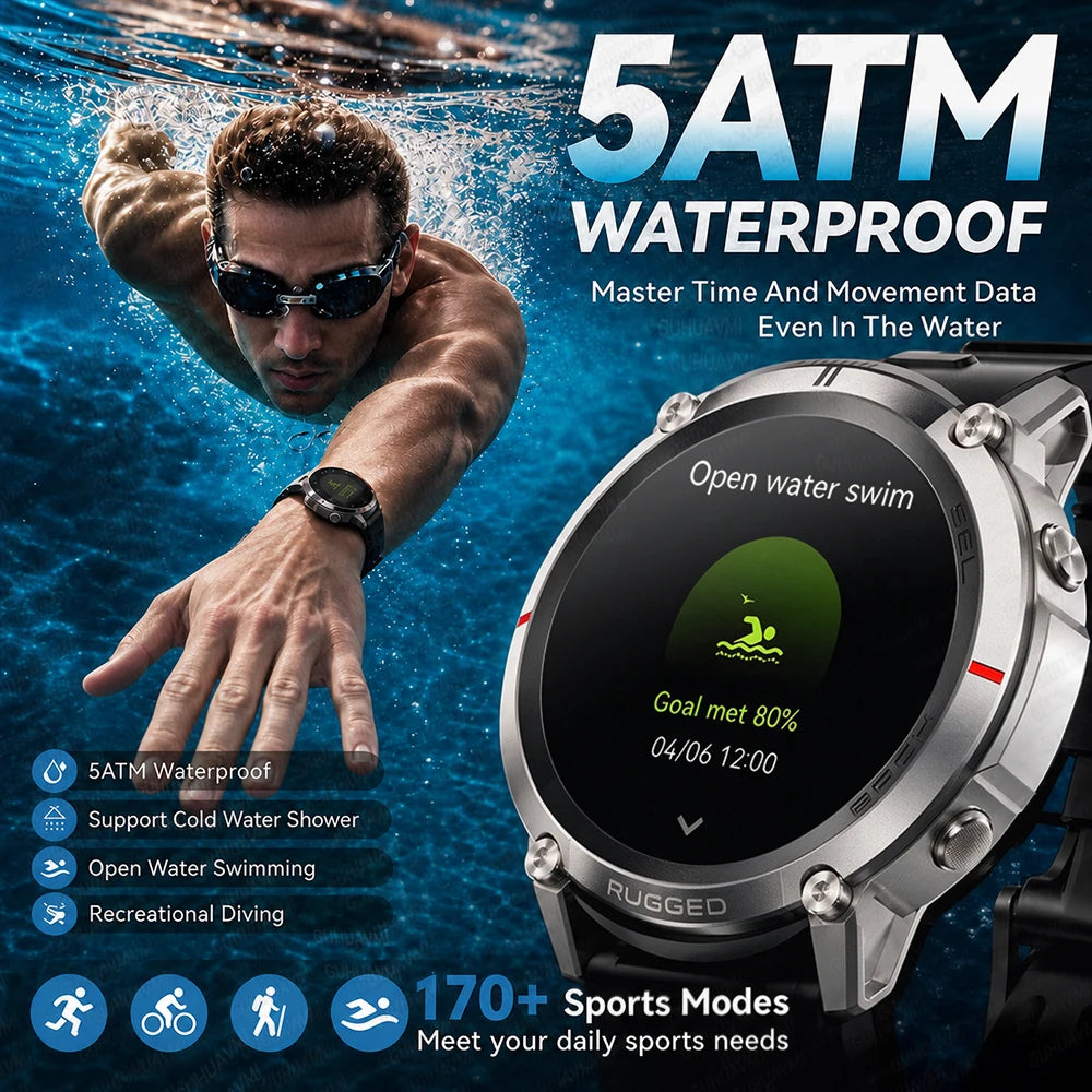 Military GPS Smart Watch Bluetooth Call Waterproof Outdoor Sports Tracker