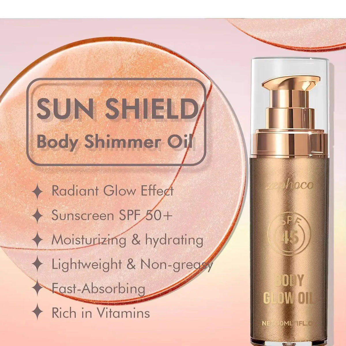 30ML Multi Color Body Shimmer Oil Coconut Fragrance Deep Moisturizing Enhance Smoothness UV Protection Refreshing Body Oil  Coconut Protection Oils