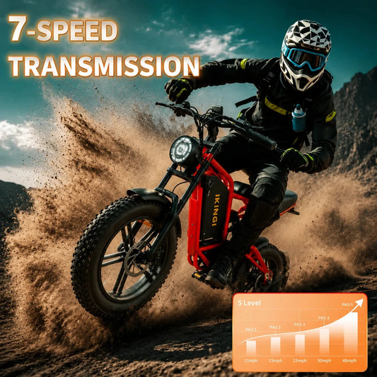 1500W Peak Motor Electric Bike 60V 23.4Ah Removable Battery Full Suspension 7 Speed Fat Tire Off Road E Bike Max 32 Miles Range