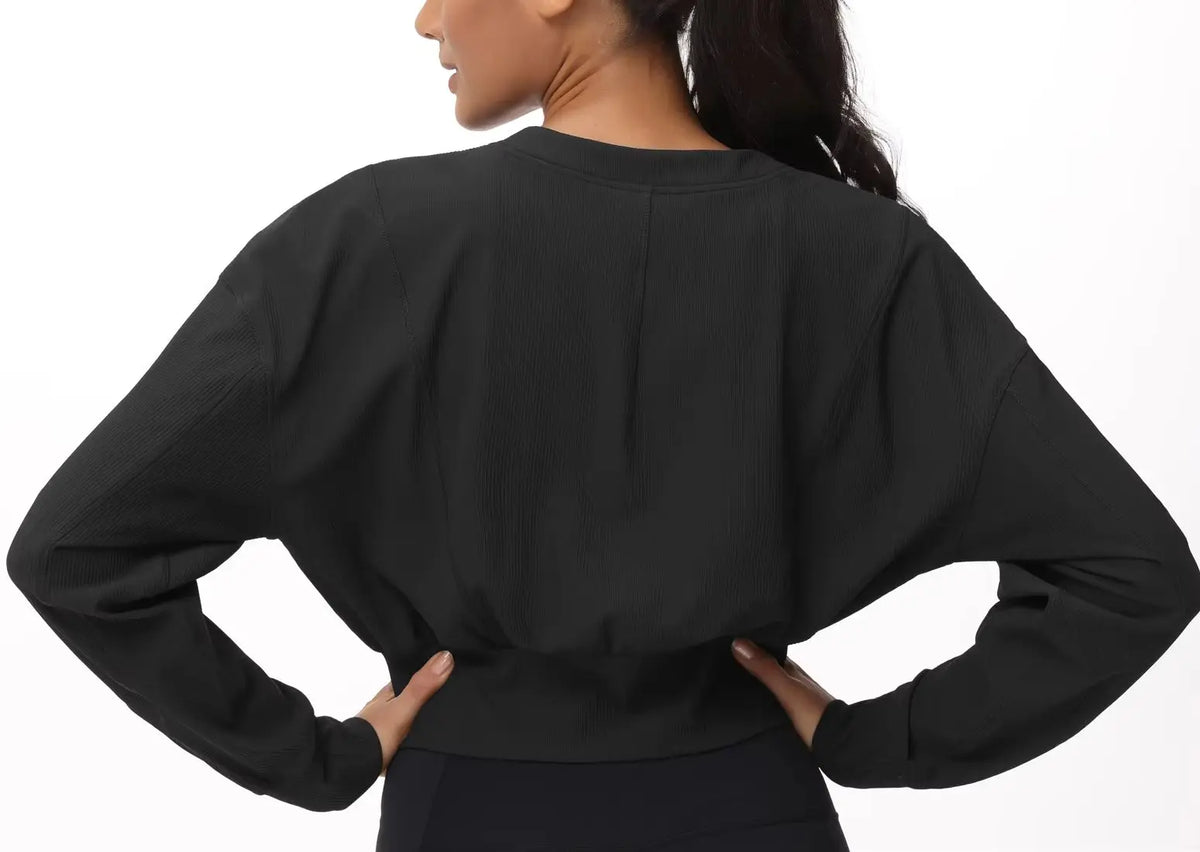 The Gym People Women's Cropped Full Zip Workout Jacket