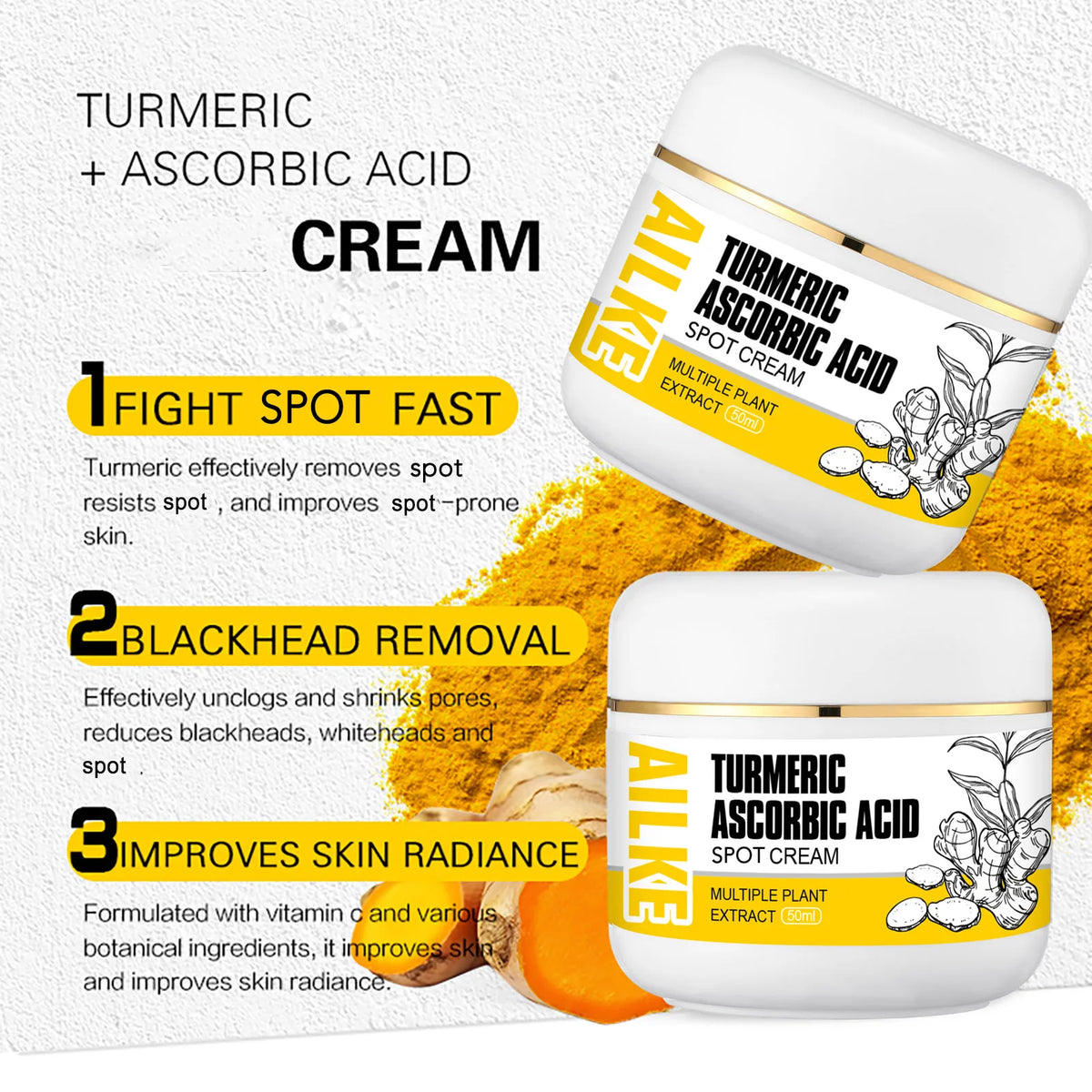 Ailke Natural Turmeric Cleanser - Brightens And Removes Acne Spots