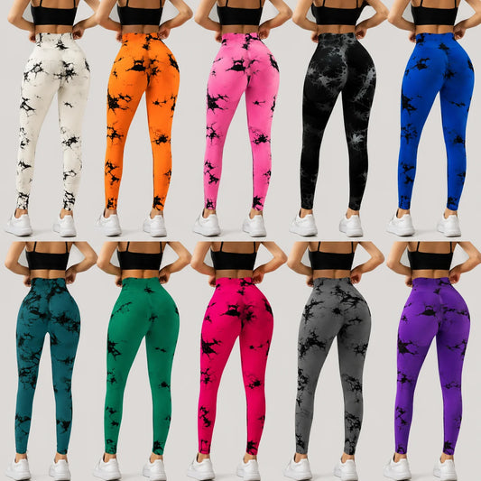 ZenFlex High Waist Tie Dye Yoga Pants - Ultra Soft Seamless Design